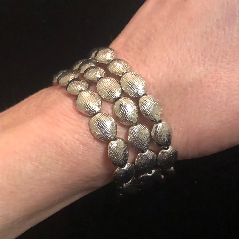 Silver Tone Stretchy Bracelet Set of Three